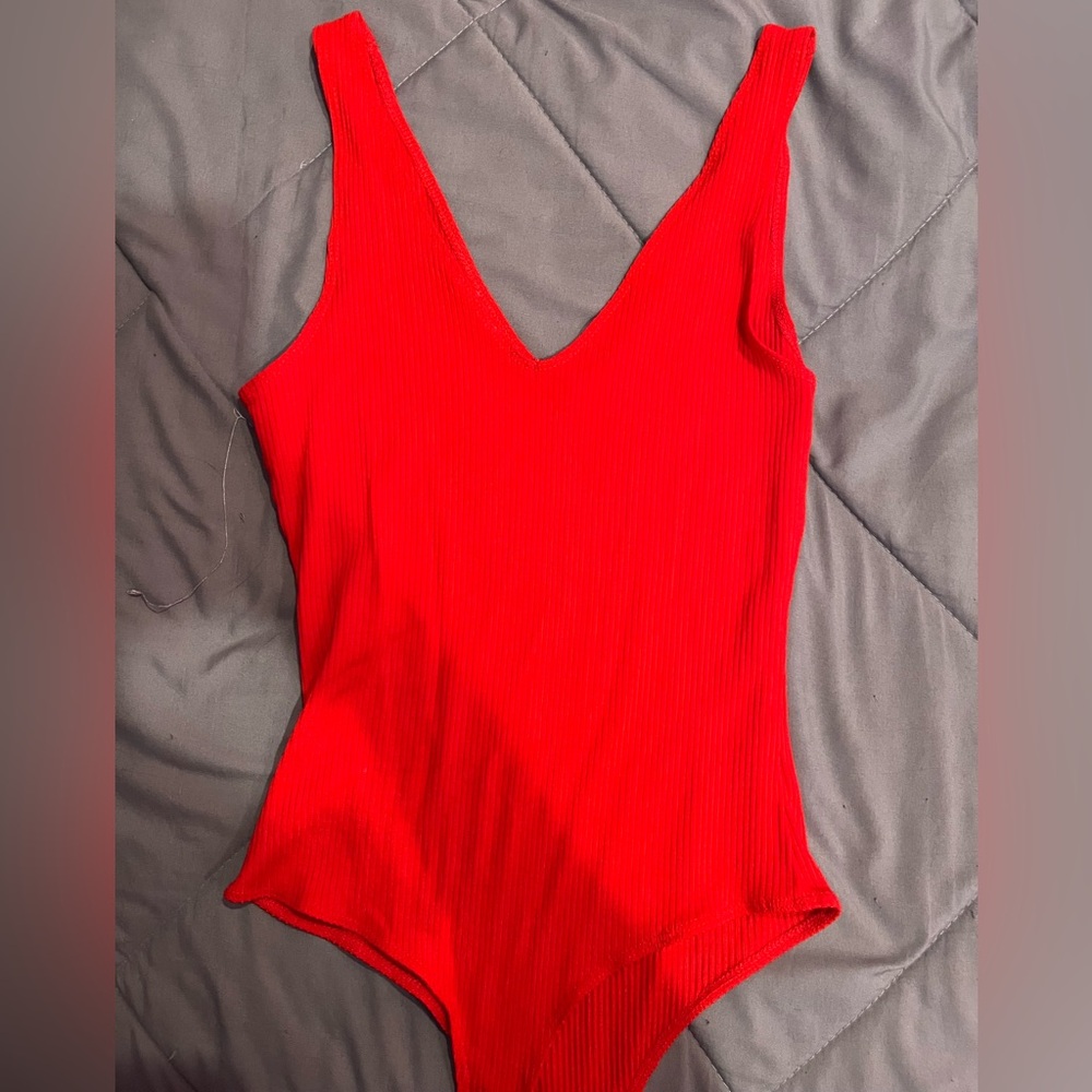 Women's Red Sleeveless Bodysuit